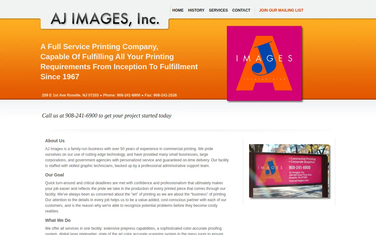 Homepage of Aj Images INC