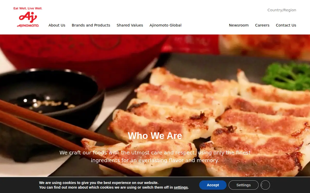 Homepage of Ajinomoto Foods North America, INC.