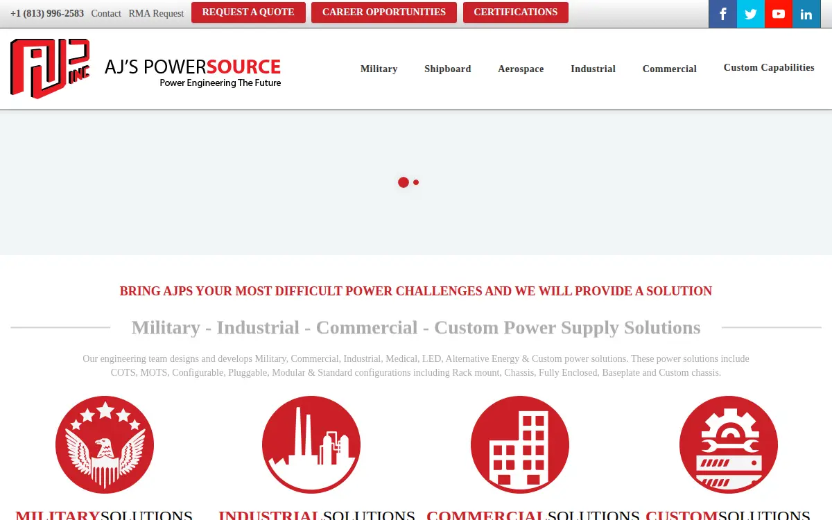 Homepage of Aj's Power Source, INC.