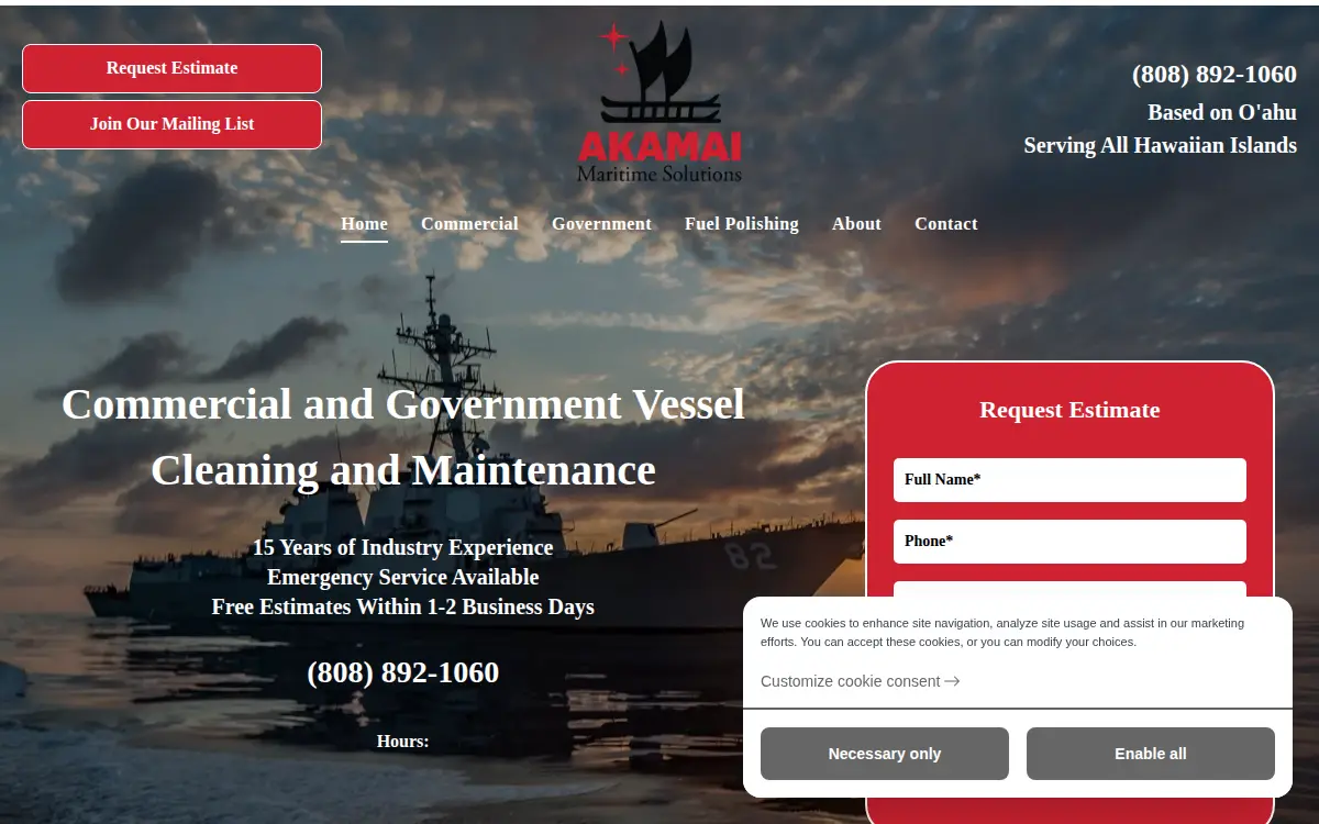 Homepage of Akamai Maritime Solutions LLC