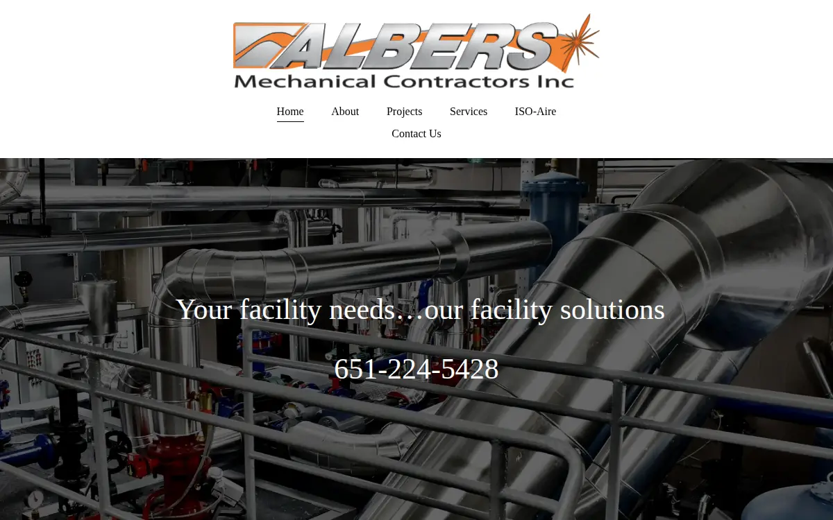 Homepage of Albers Mechanical Contractors, INC.