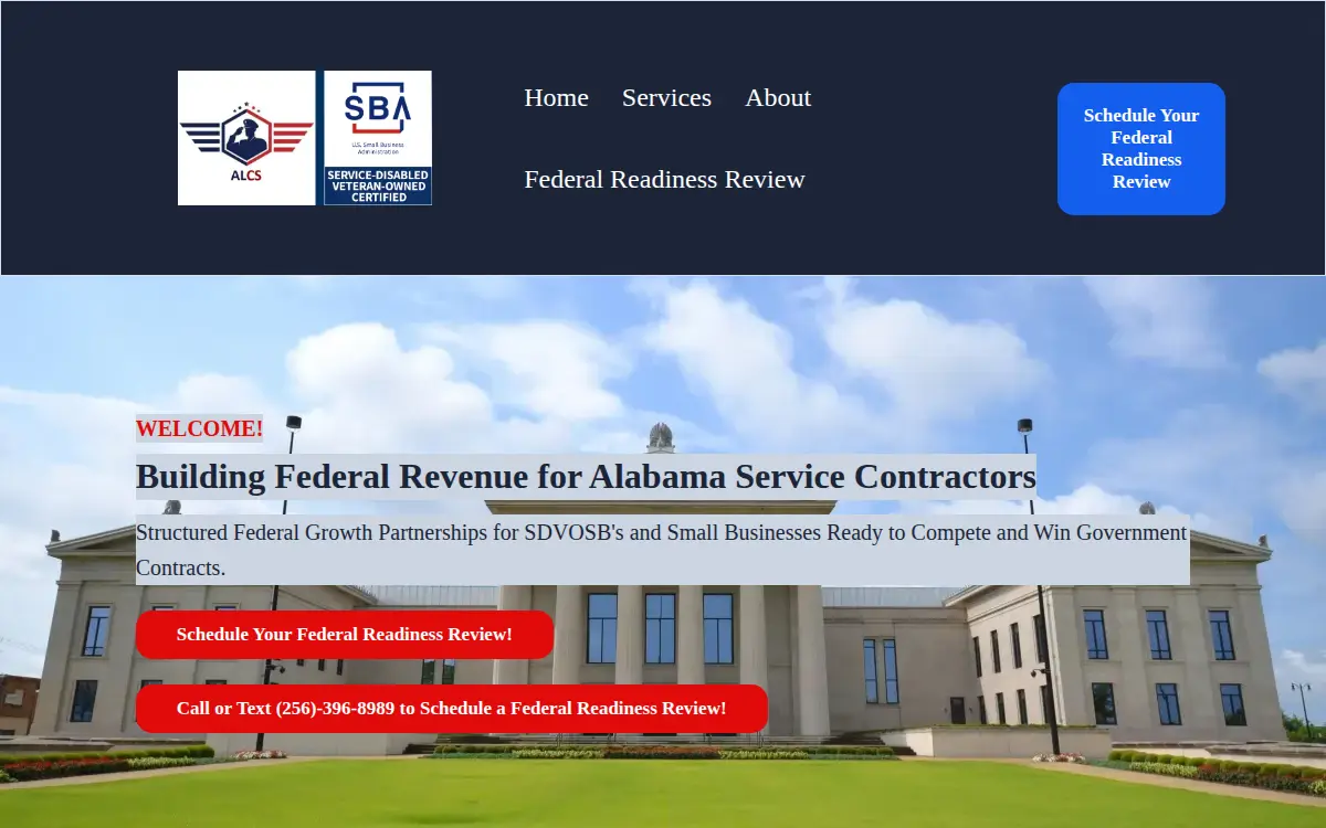 Homepage of Alabama Contract Solutions, LLC