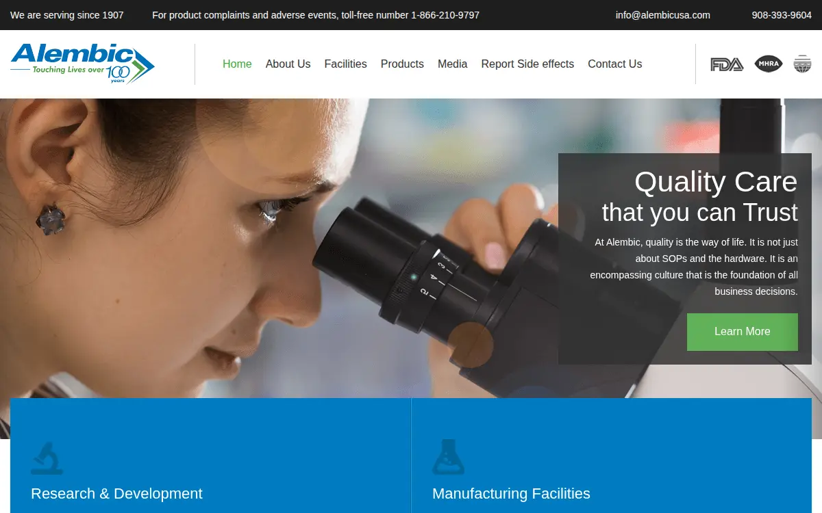 Homepage of Alembic Therapeutics LLC