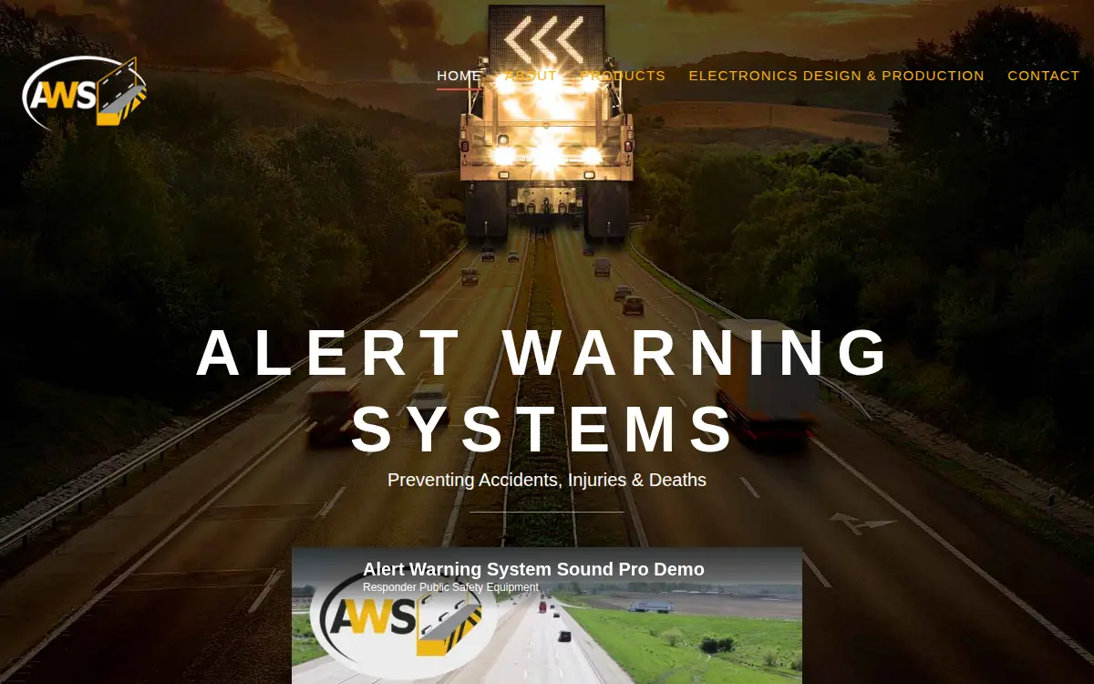 Homepage of Alert Warning Systems LLC