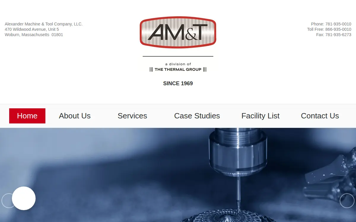 Homepage of Alexander Machine & Tool Company, LLC.