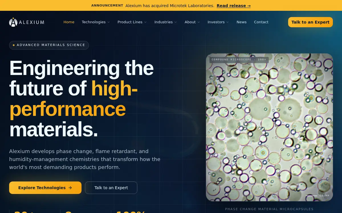 Homepage of Alexium, INC