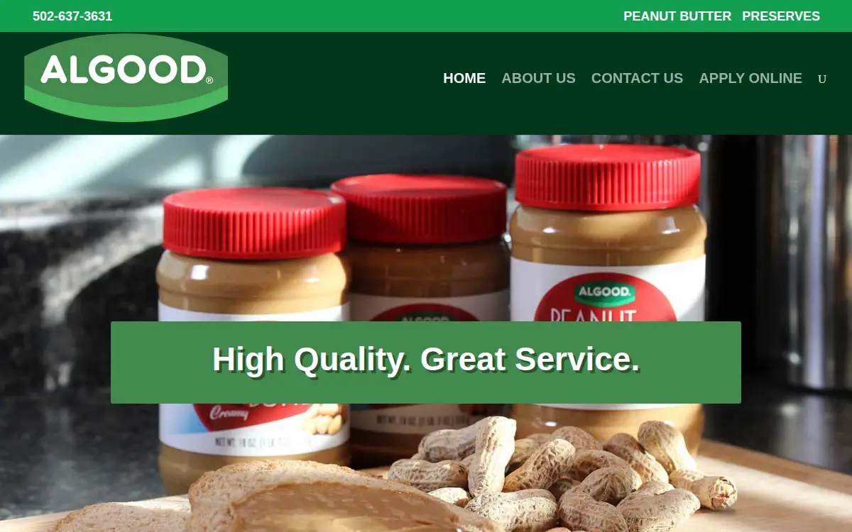 Homepage of Algood Food CO