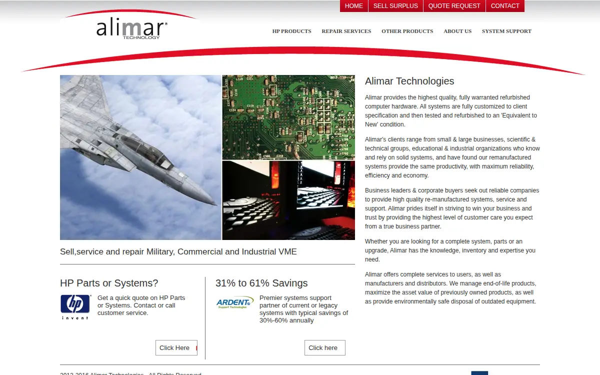 Homepage of Alimar Technologies Corporation