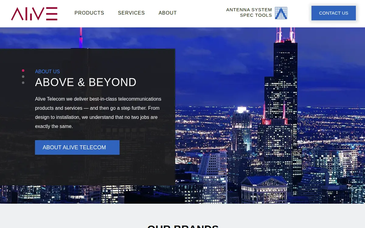 Homepage of Alive Telecom INC.