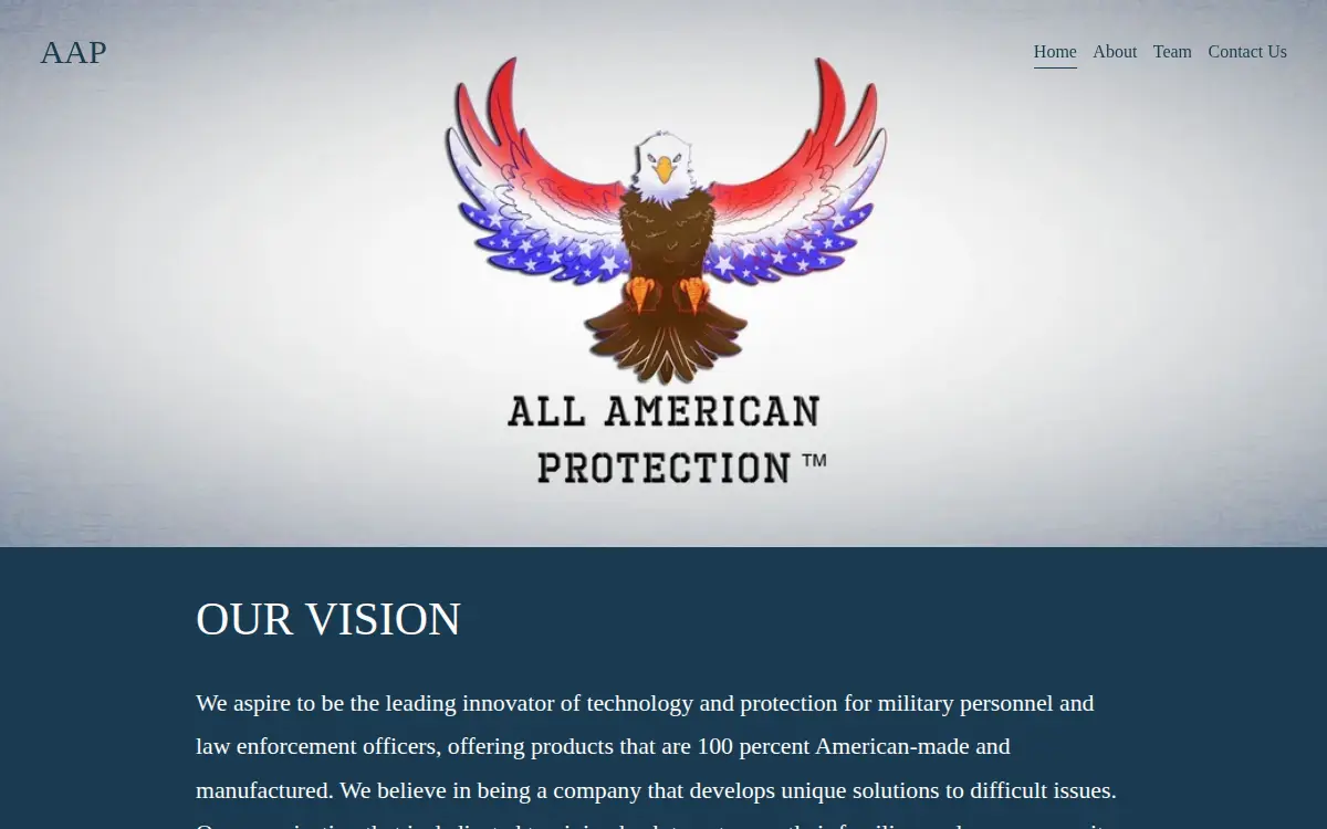 Homepage of All American Protection LLC