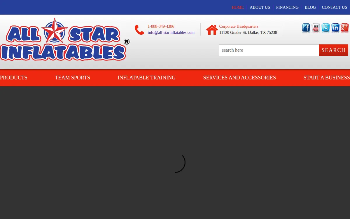 Homepage of All-star Inflatables Incorporated