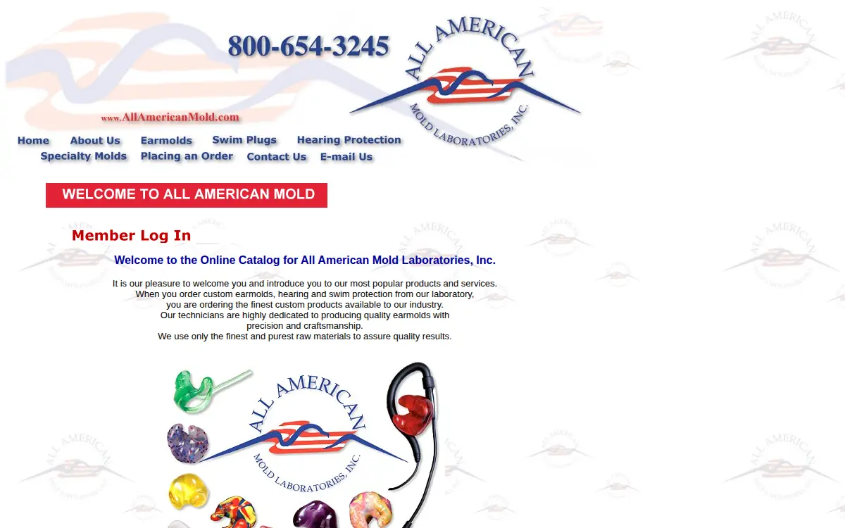 Homepage of All American Ear Mold Laboratories INC