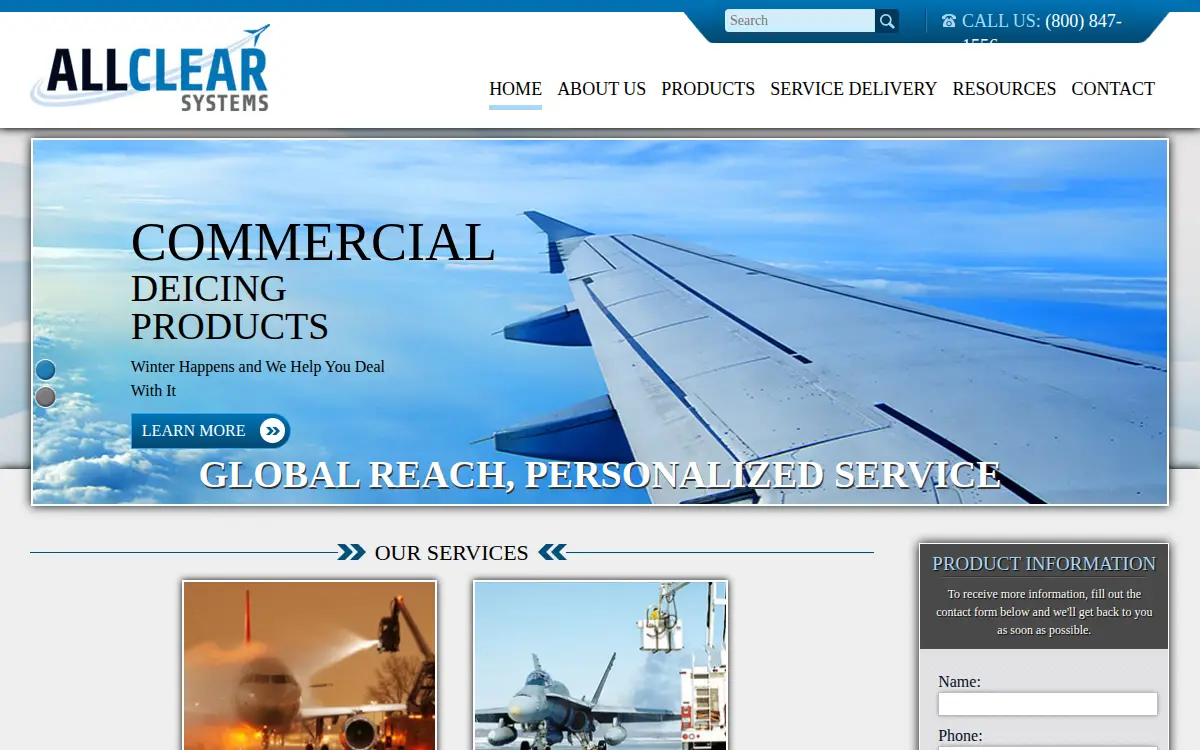 Homepage of Allclear Systems LLC