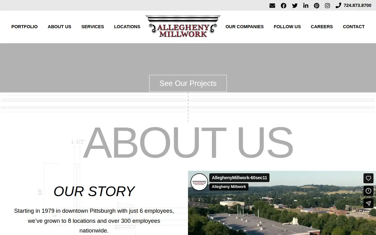 Homepage of Allegheny Millwork Pbt