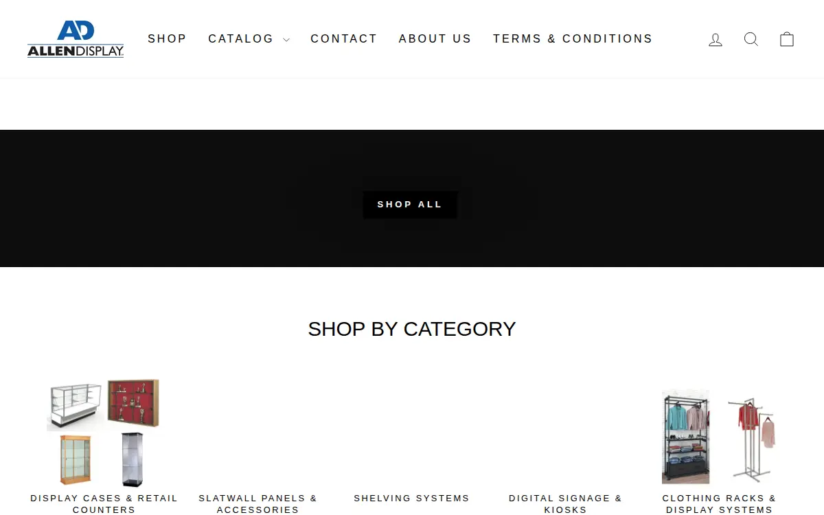 Homepage of Allen Display & Store Equipment, INC.