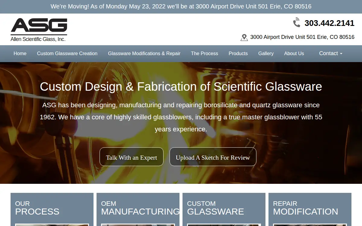 Homepage of Allen Scientific Glass INC