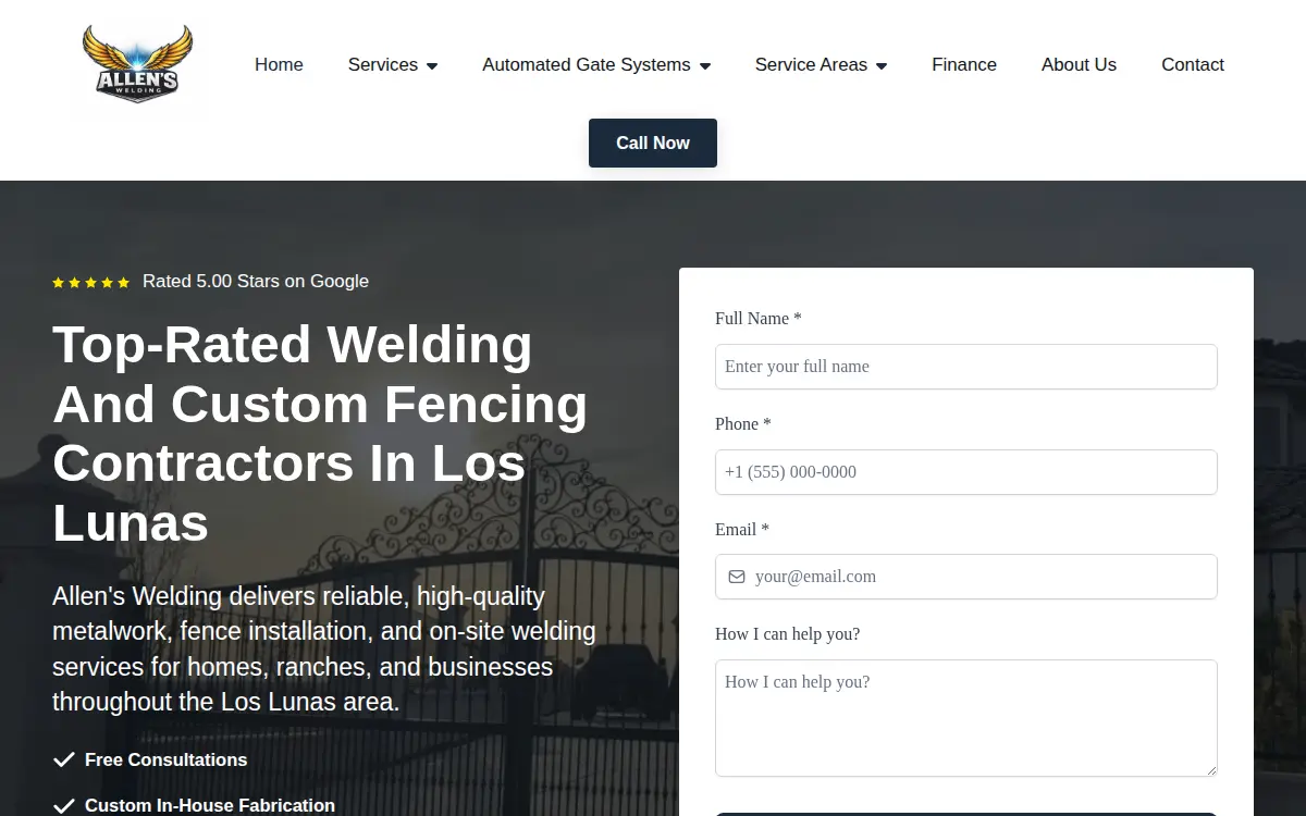 Homepage of Allens Welding LLC