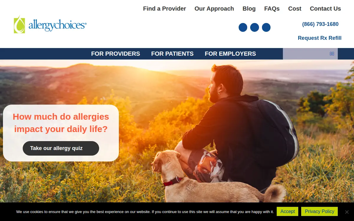 Homepage of Allergychoices LLC