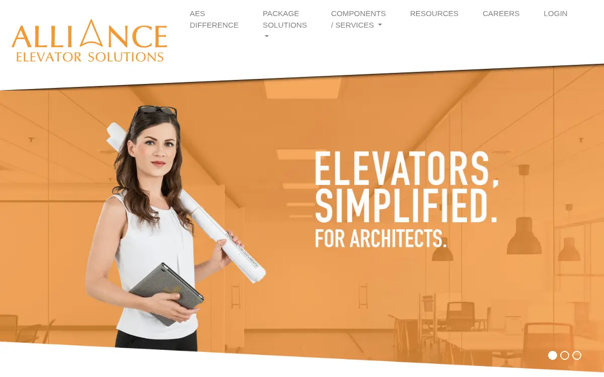 Homepage of Alliance Elevator Solutions, LLC
