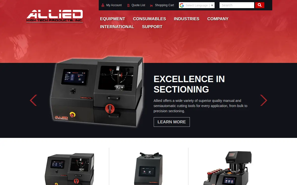 Homepage of Allied High Tech Products, INC.