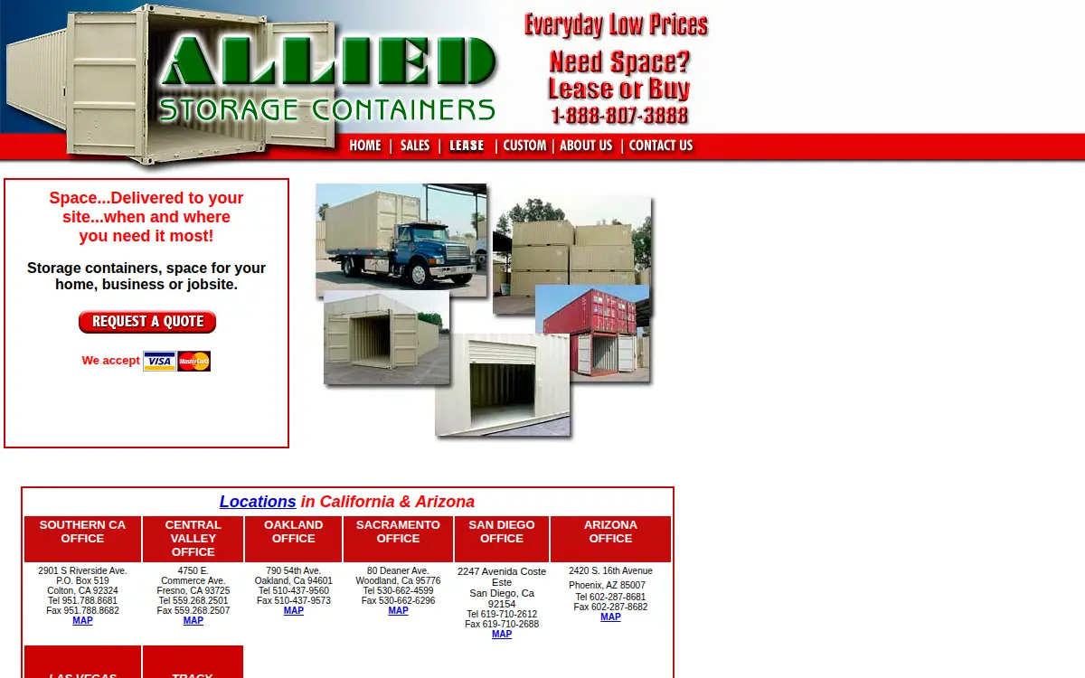 Homepage of Allied Storage Containers, INC.