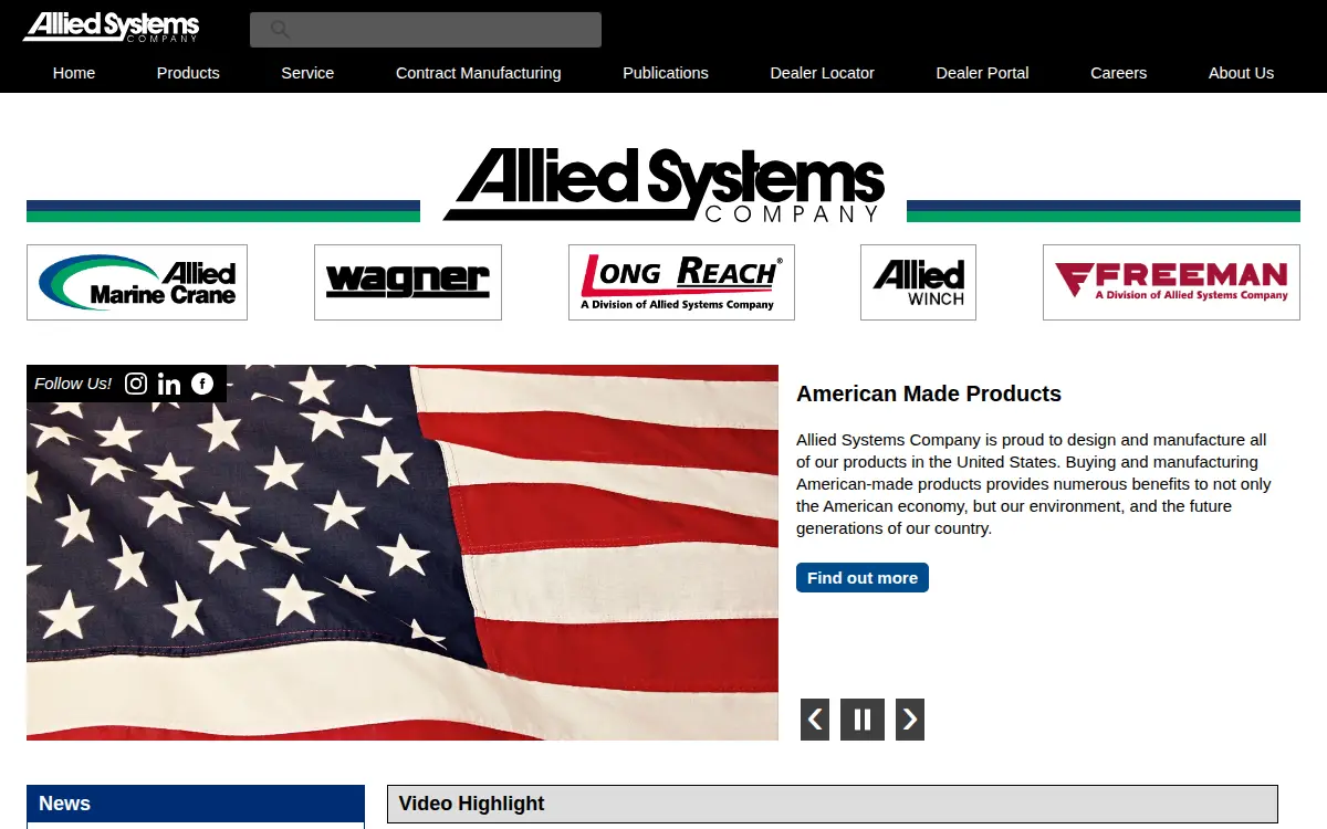 Homepage of Allied Systems Company