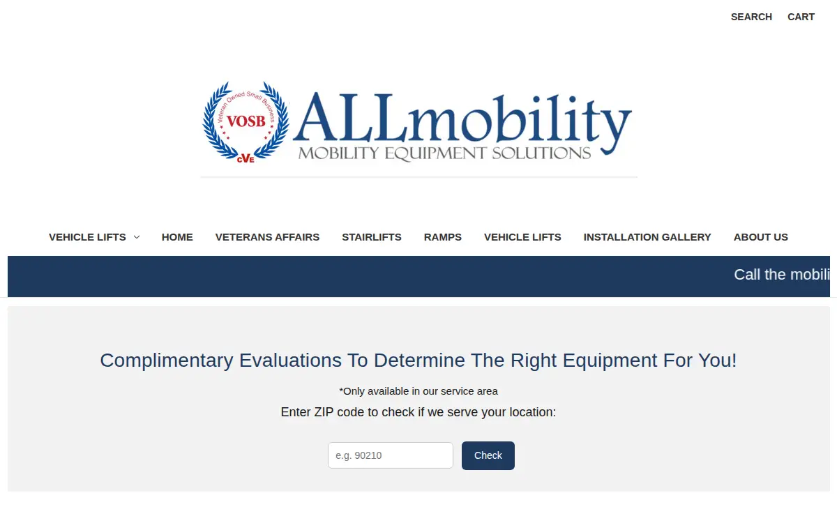 Homepage of Allmobility, LLC