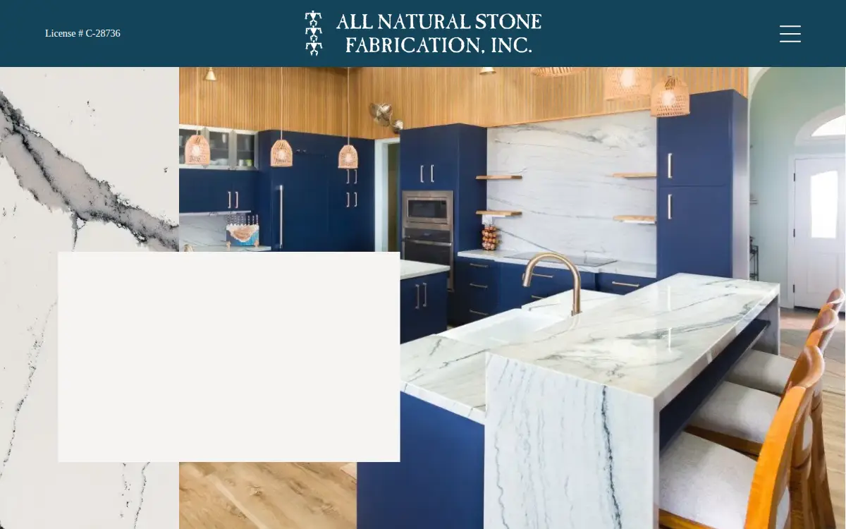 Homepage of All Natural Stone Fabrication, INC.