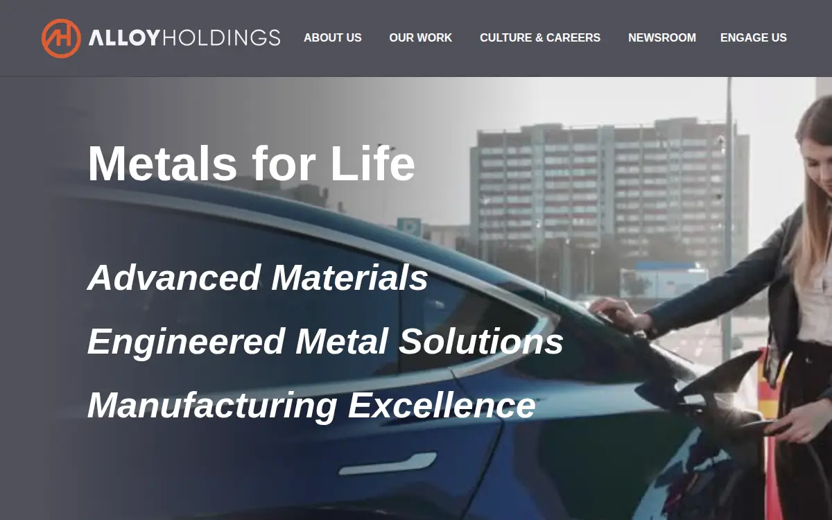 Homepage of Alloy Holdings, LLC