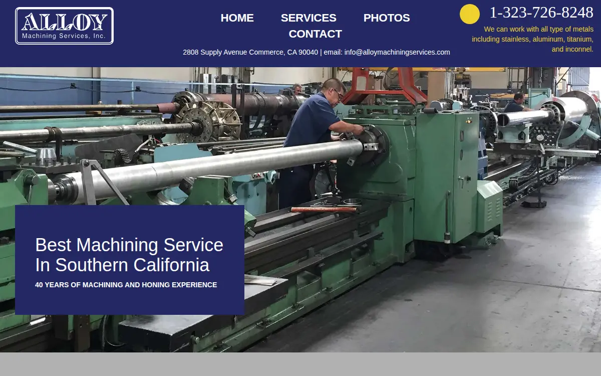 Homepage of Alloy Machining Services, INC.