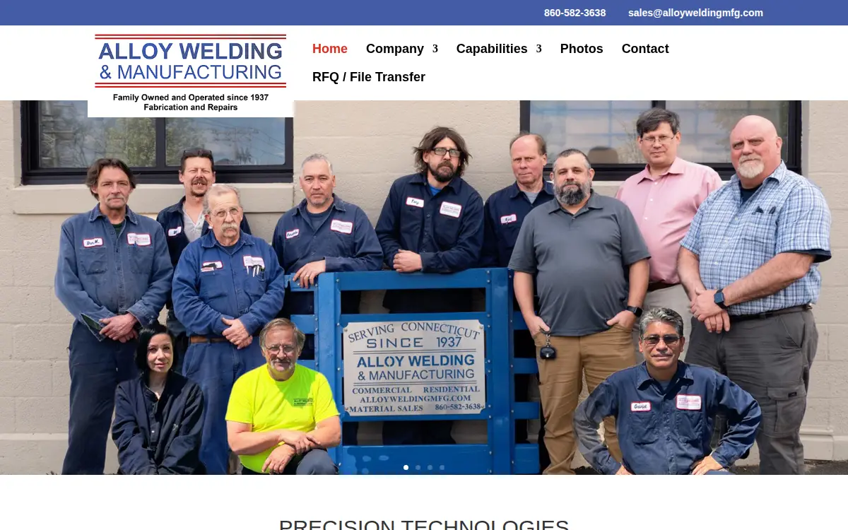 Homepage of Alloy Welding & Manufacturing Co, INC