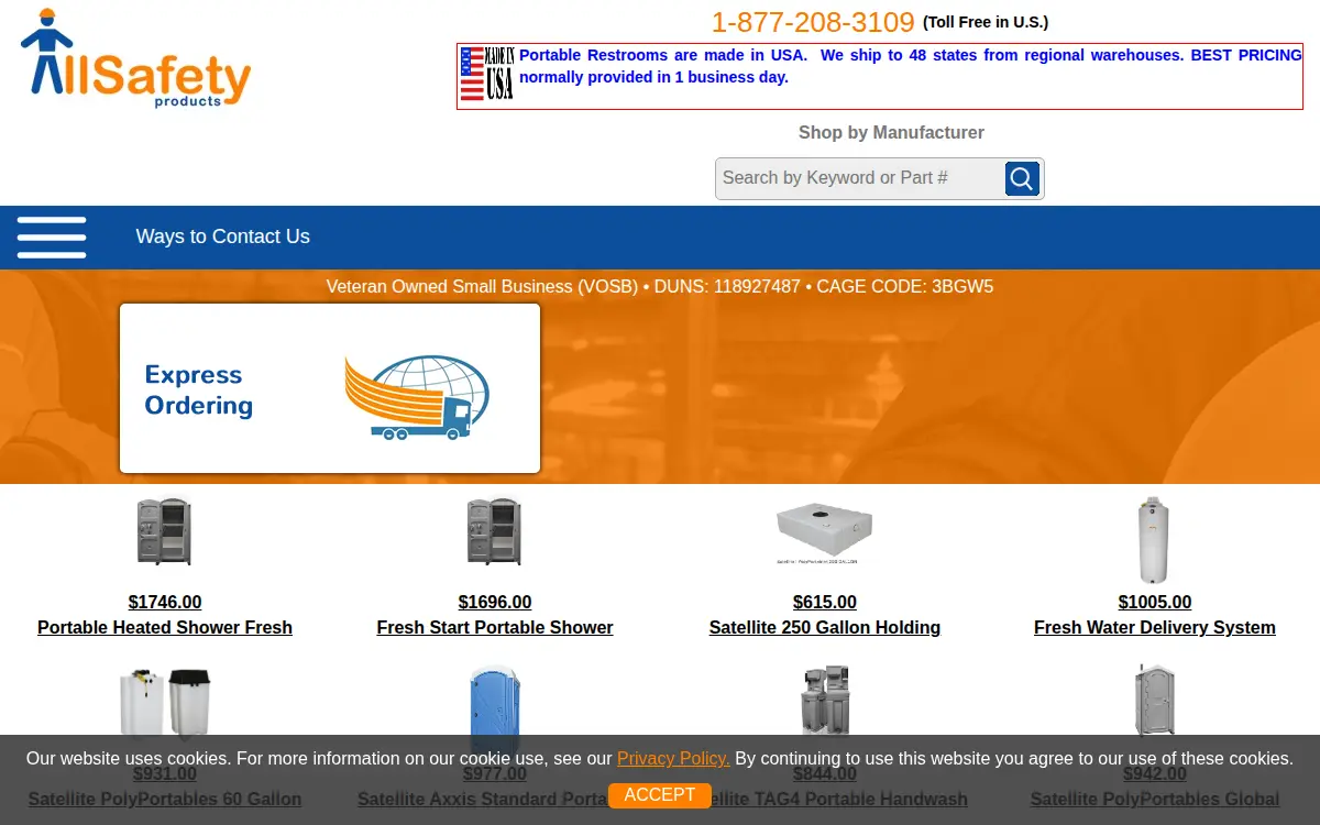 Homepage of All Safety Products, INC.