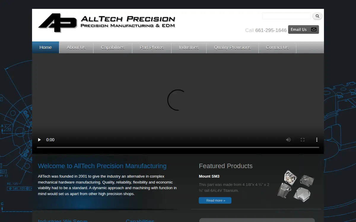 Homepage of Alltech Precision Manufacturing