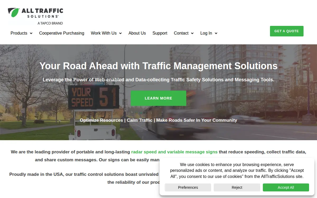 Homepage of All Traffic Solutions, INC.