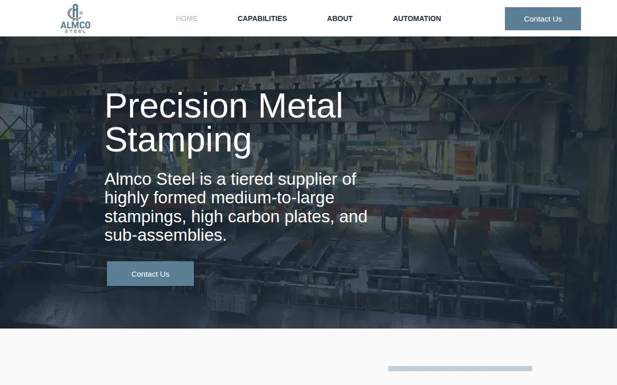 Homepage of Almco Steel Products CORP