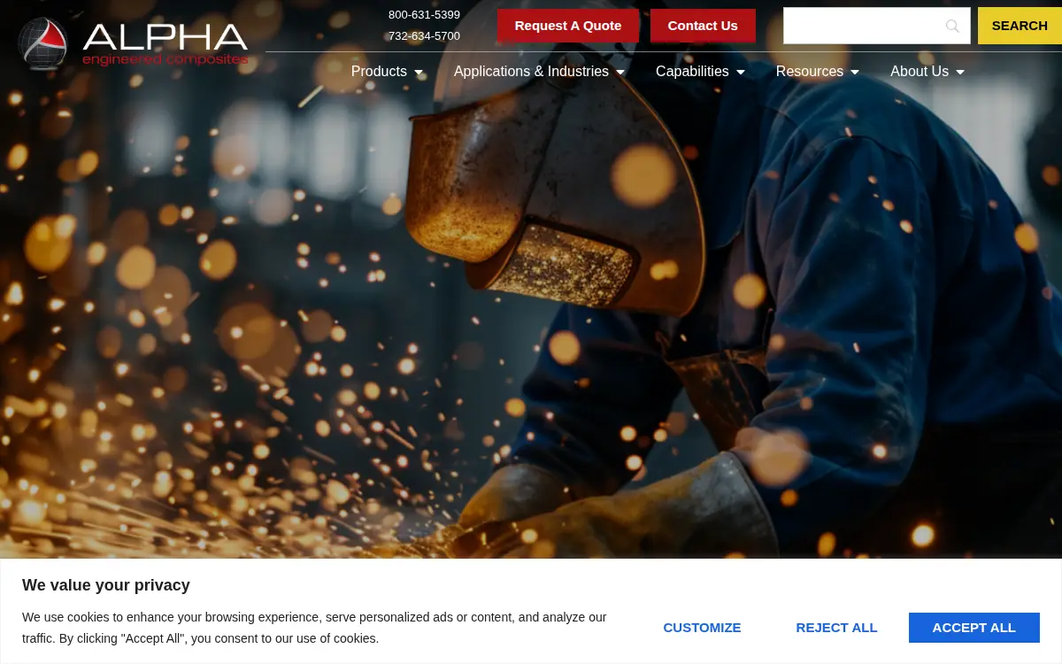 Homepage of Alpha Engineered Composites, LLC