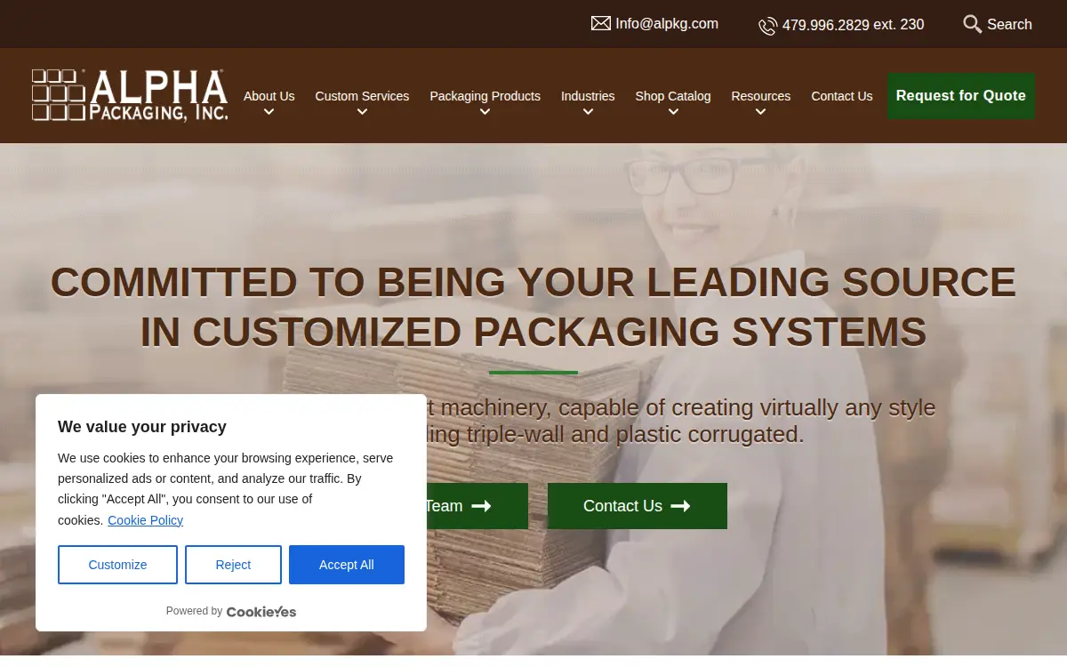 Homepage of Alpha Packaging INC