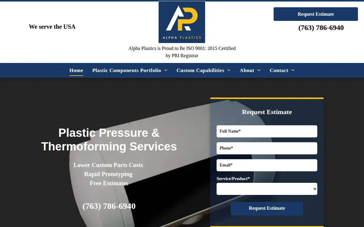 Homepage of Alpha Plastics INC.