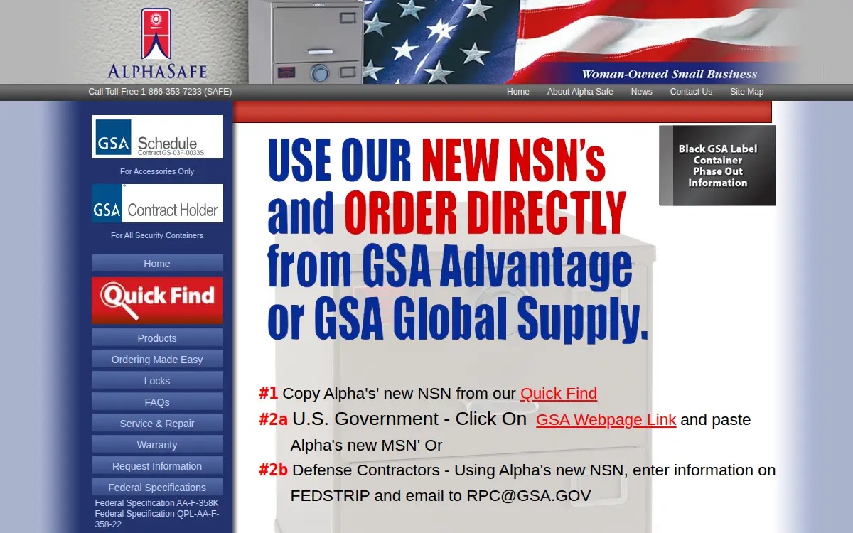 Homepage of Alpha Safe and Vault, INC.