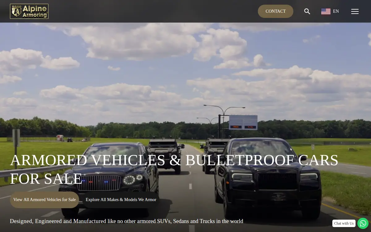 Homepage of Alpine Armoring INC.