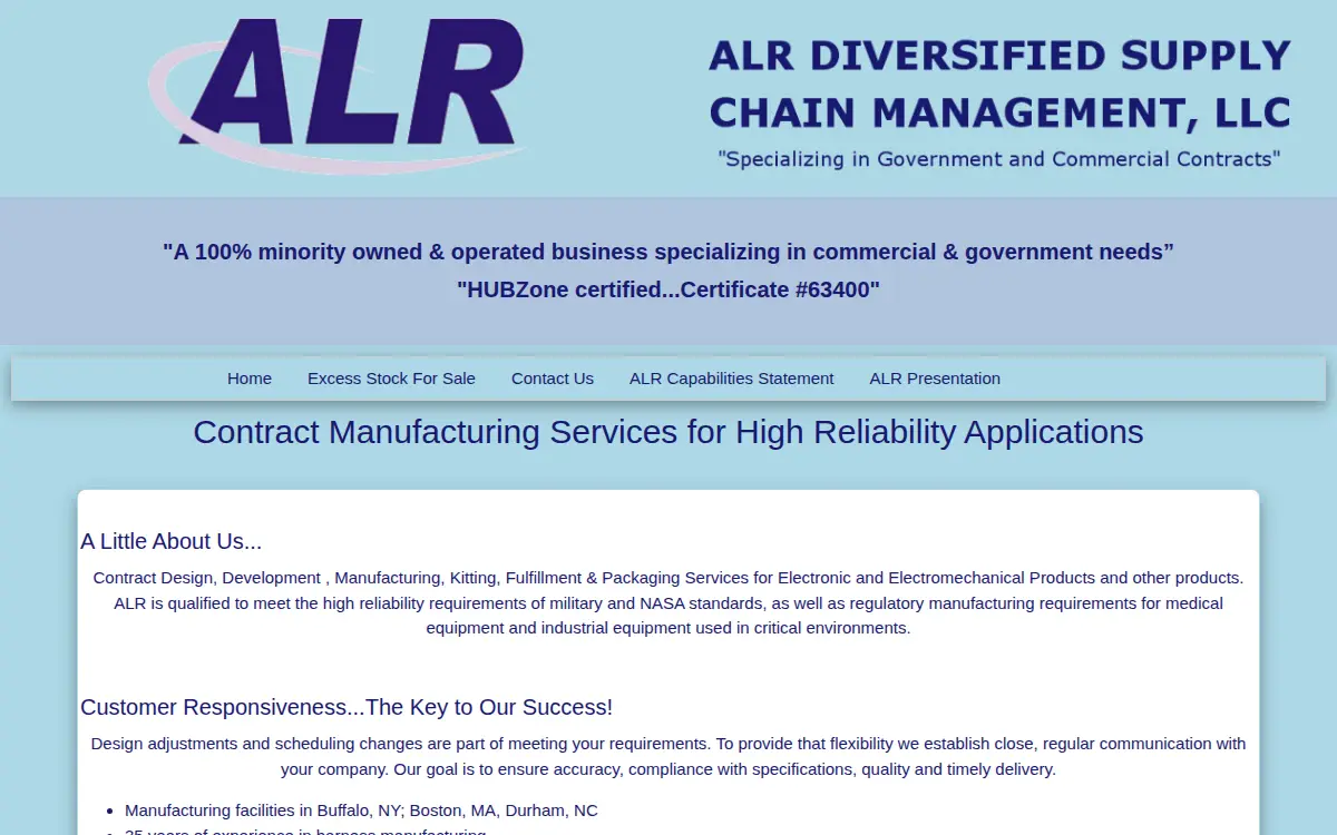 Homepage of Alr Diversified Supply Chain Management LLC