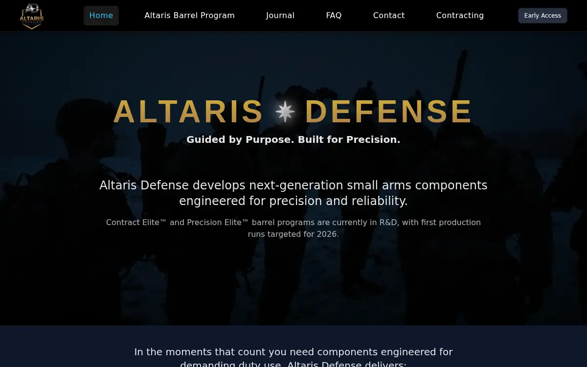 Homepage of Altaris Defense LLC