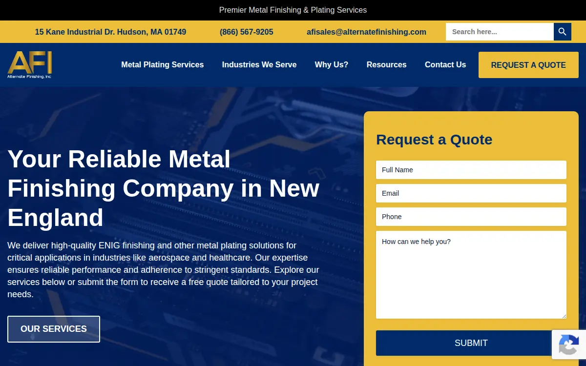 Homepage of Alternate Finishing, INC.