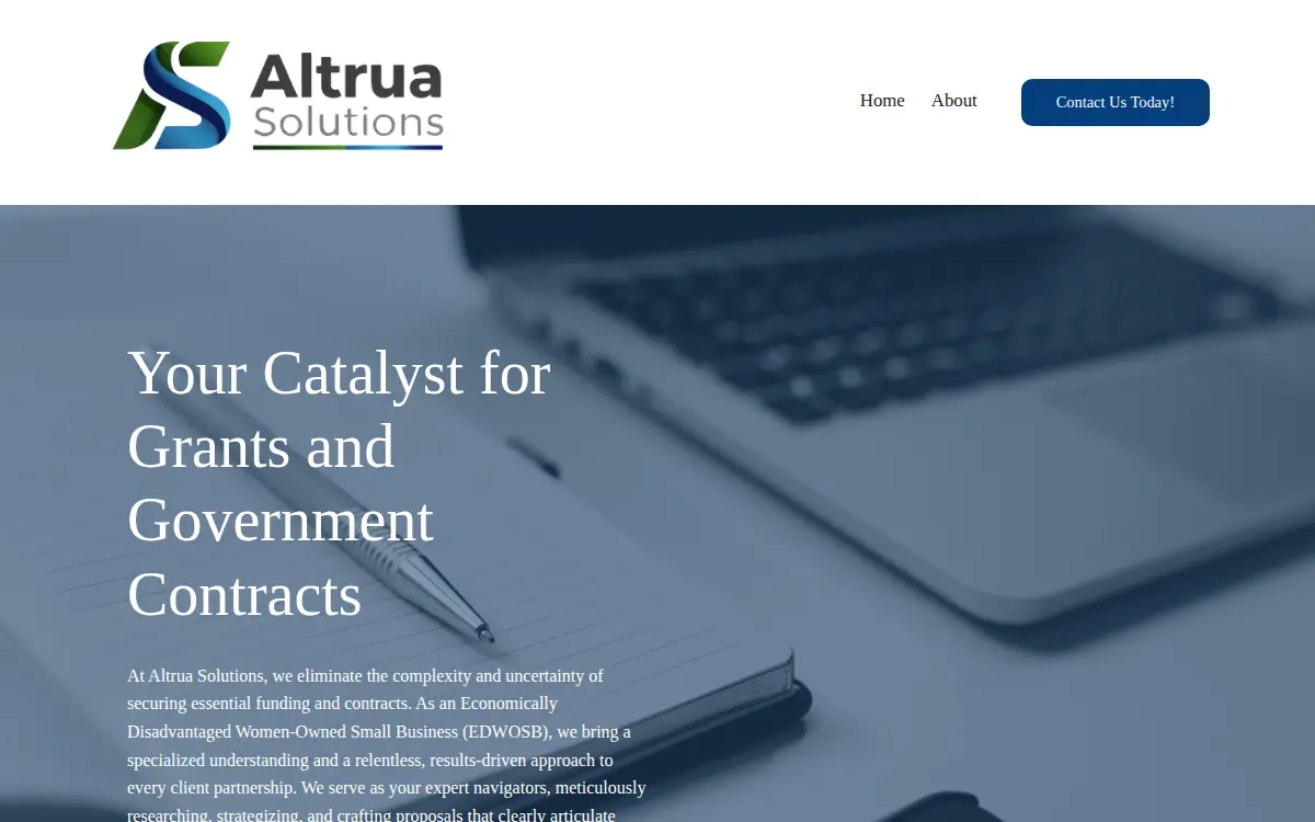 Homepage of Altrua Solutions LLC