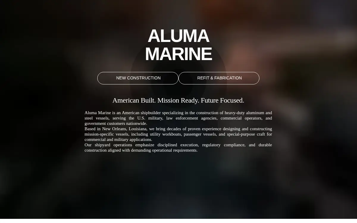 Homepage of Aluma Marine & Fabrication, LLC