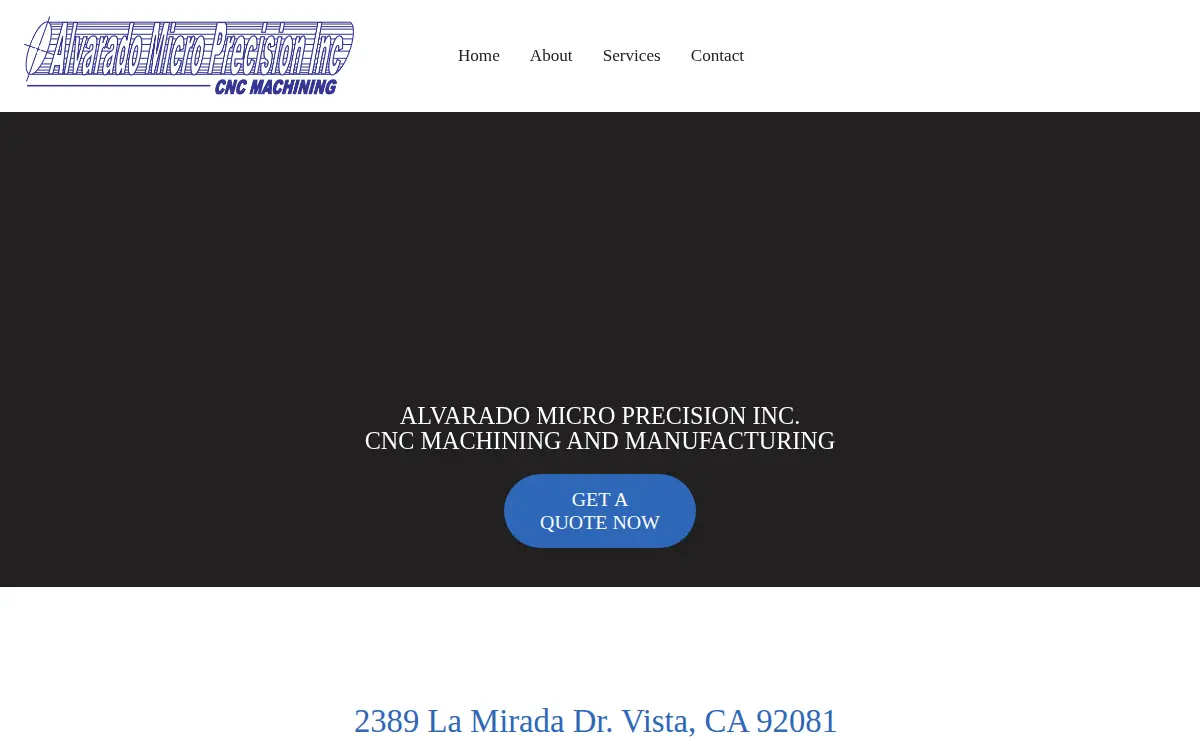 Homepage of Alvarado Micro Precision INC.