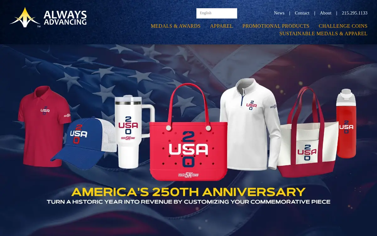 Homepage of Always Advancing Manufacturing & Promotions LLC