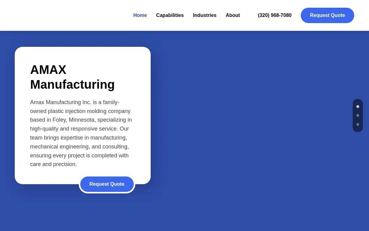 Homepage of Amax Manufacturing INC