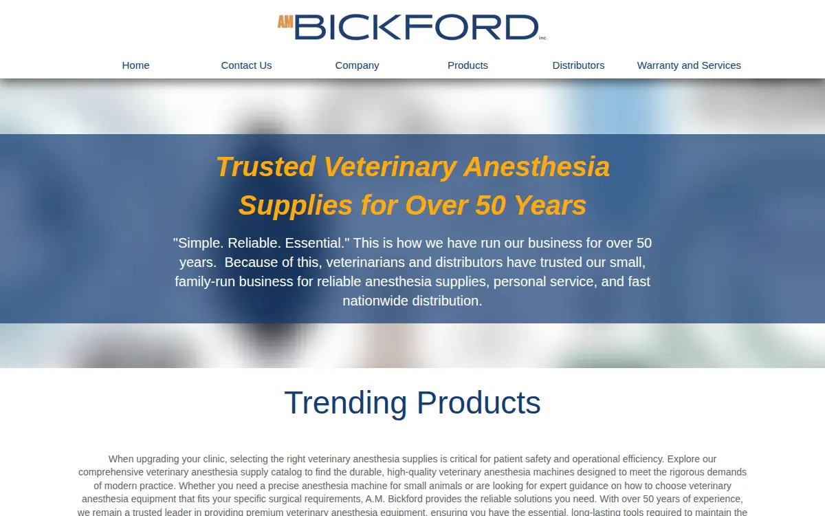 Homepage of A.m. Bickford, INC.