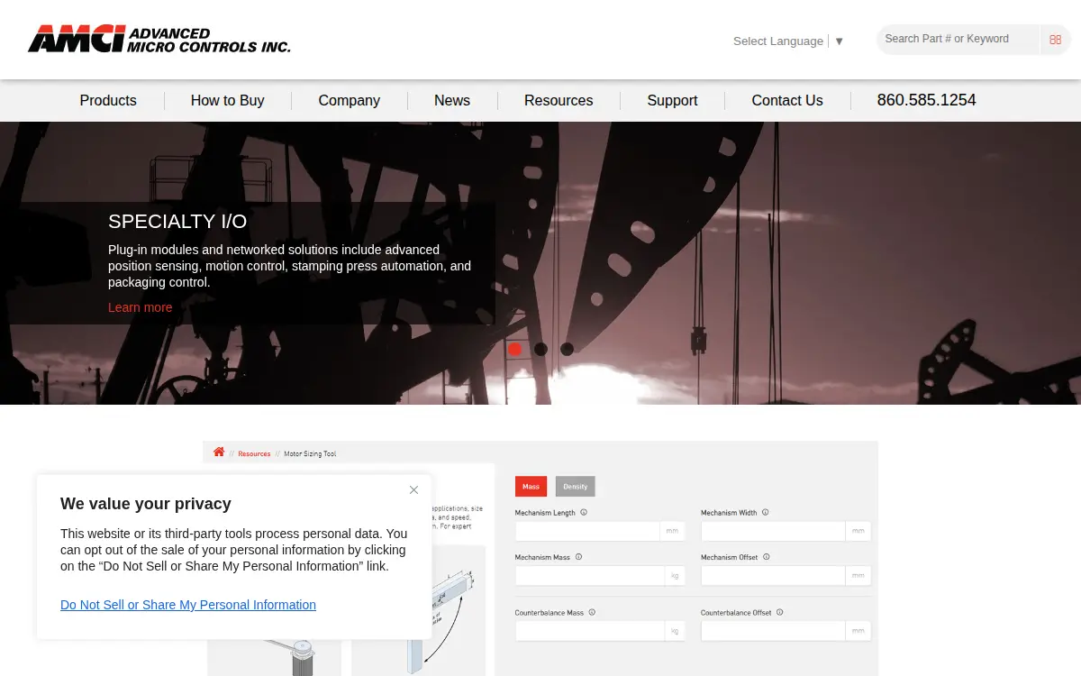 Homepage of Advanced Micro Controls, INC.